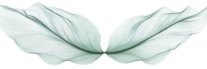 Poster - Elegant green leaves with delicate transparency creating a soft symmetrical design in natural light. Generative AI