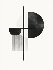 Leinwandbilder - Abstract black and white geometric artwork featuring circles and lines in a minimalist design. Generative AI