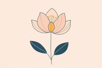 Poster - Elegant flower illustration showcasing delicate petals and vibrant center, suitable for various artistic uses. Generative AI