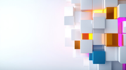 Aufkleber - Modern 3D visualization of colorful geometric cubes in dynamic arrangement, showcasing vibrant colors and clean lines, perfect for technology or design themes
