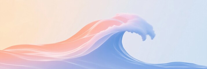 Leinwandbilder - Colorful wave rising in a serene ocean at sunset showcasing dynamic movement and soft gradients. Generative AI