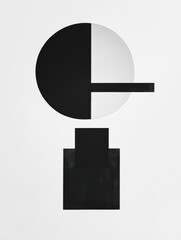Aufkleber - Abstract geometric composition featuring contrasting shapes and monochrome colors arranged centrally on a white background. Generative AI