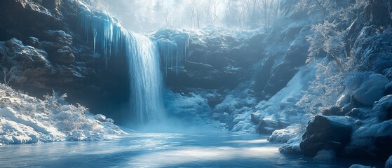 Wall Mural - Frozen Waterfall Winter Wonderland Scene