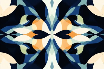 Poster - Colorful abstract design with flowing shapes and interlocking patterns in shades of blue and cream. Generative AI