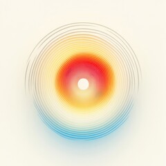 Aufkleber - Vibrant circular design with concentric waves in gradient colors representing warmth and calmness in abstract art. Generative AI