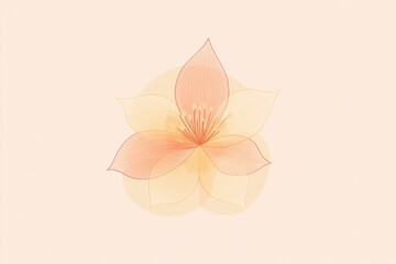 Leinwandbilder - Delicate flower illustration featuring soft colors and intricate lines on a light background expressing calmness and beauty. Generative AI