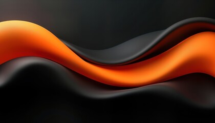 Fototapete - Abstract black, orange curves create dynamic design. Flowing shapes with vibrant contrast. Modern artistic composition. Stylish, elegant visuals. Creative abstract background. Smooth flowing lines.