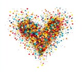 Valentine's Day confetti heart. Glitter crafted into a heart. Represents love and matrimony. Sparkling with different colors.