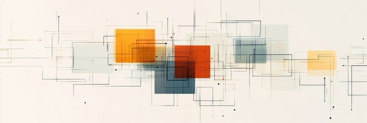 Poster - Colorful geometric shapes create an abstract composition in modern art style with various hues and patterns. Generative AI