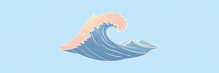 Aufkleber - Colorful wave design with blue and peach tones suitable for various creative projects and backgrounds. Generative AI