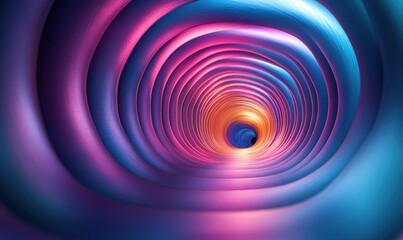 Poster - Surreal Concentric Circles Blue Purple Ambient Lighting Abstract Expressionism