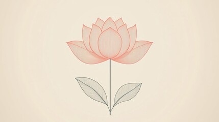 Poster - Delicate lotus flower design showcasing intricate line art in soft pastel colors against a simple background. Generative AI