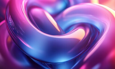 Poster - Futuristic Abstract Composition Intertwined 3D Rings with Soft Neon Lights