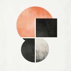 Fototapete - Abstract geometric shapes in soft tones create a visually striking composition on a light background. Generative AI