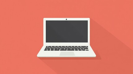 Flat design laptop showcasing an online class layout with a minimalist aesthetic and vibrant background