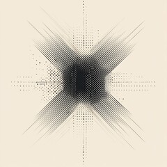 Aufkleber - Abstract pattern featuring black lines and gradients on a light background creating a dynamic visual effect. Generative AI