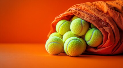 Wall Mural - Tennis Balls in Orange Bag: A Vibrant Sports Still Life