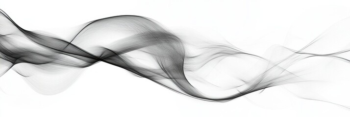 Aufkleber - Captivating black and white wisps of smoke gracefully flowing across a bright background in abstract formation. Generative AI