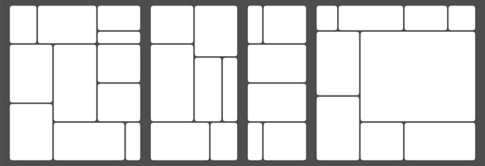 Wall Mural - mosaic montage grid template. visual brick wireframe of geometric blocks layout. composite chaos sha