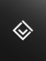 Fototapete - Minimalist geometric logo design featuring a square and check mark on a black background. Generative AI