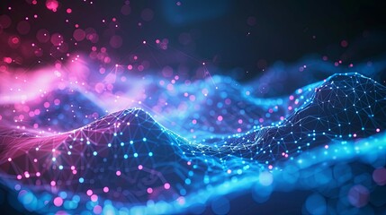 Wall Mural - abstract network data visualization with glowing nodes