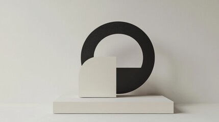 Aufkleber - Minimalist sculpture featuring geometric shapes in a neutral setting, showcasing modern design principles and creativity. Generative AI