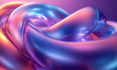 Poster - Futuristic 3D Intertwined Rings Abstract Design with Glossy Surfaces in Blue and Purple