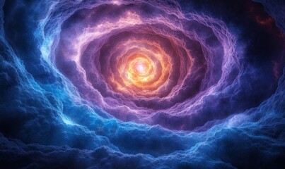 Poster - Surreal Concentric Circles in Blue and Purple Abstract Expressionism