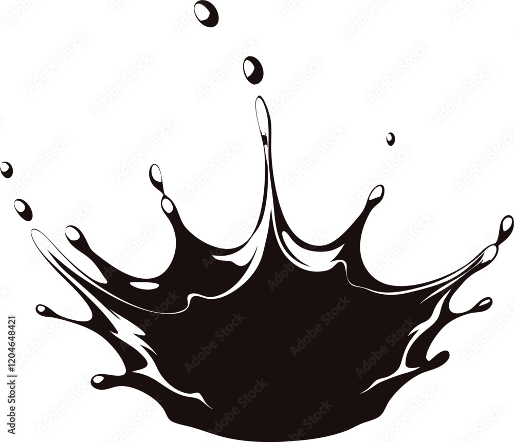 Creative Water Splash illustration black and white Stock Vector | Adobe ...