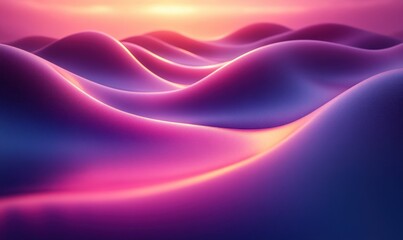 Leinwandbilder - 3D Abstract Shape with Purple and Blue Gradient Soft Lighting Minimalist Design