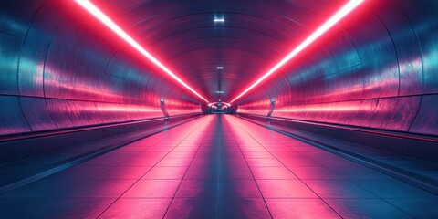 Leinwandbilder - Futuristic Minimalist Angular Space Neon Light Reflection Industrial Studio Cyberpunk