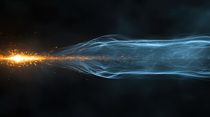 Wall Mural - abstract energy beam, glowing particles, and light trails on dark background.
