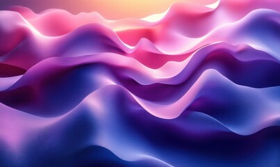 Poster - 3D Abstract Rendering of Swirling Purple and Blue Shapes with Minimalist Design and Soft Lighting
