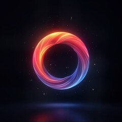 Aufkleber - Abstract glowing circle design in vibrant colors like orange red, blue. Dynamic, futuristic illustration. Ideal for tech concepts digital art illustration design as background. Modern visuals for
