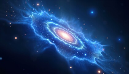 Wall Mural - a swirling cosmic blue galaxy in deep space. sparkling stars and ethereal light fill the scene. beau