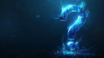 Wall Mural - glowing blue question mark digital enigma
