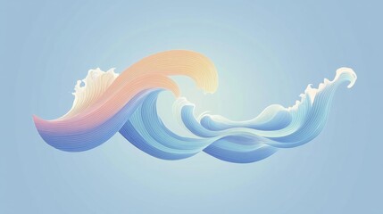 Poster - Colorful waves flow gently against a pastel sky in a serene coastal landscape. Generative AI