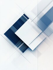 Fototapete - Geometric abstract design featuring overlapping shapes in shades of blue and white with dynamic lines. Generative AI