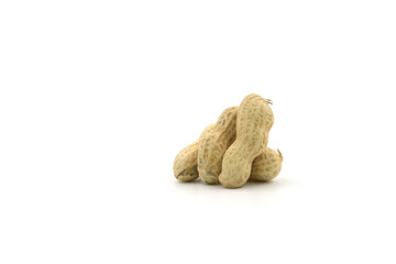 Wall Mural - Peanuts on white background. High protein food. Contains many minerals.