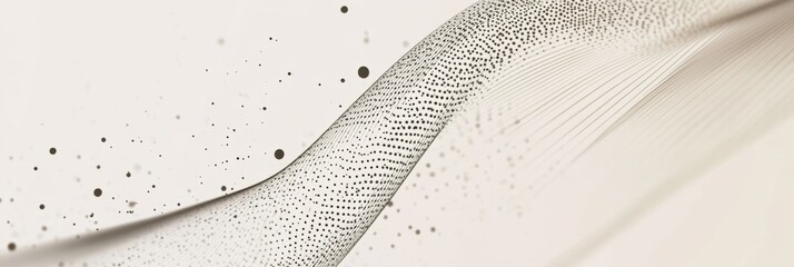 Fototapete - Artistic abstract design featuring flowing lines and dots creating a delicate, serene composition in subtle tones. Generative AI