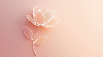 Aufkleber - Elegant line art flower design with soft pastel background showcasing simplicity and beauty in minimalism. Generative AI
