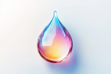 Leinwandbilder - Colorful water droplet with gradient hues reflecting gentle light on a smooth surface. Generative AI