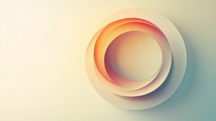 Poster - Abstract layered circles in warm tones creating a serene visual composition on a soft background. Generative AI