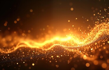 Leinwandbilder - Abstract graphic design with golden light streaks, sparkles. Dynamic pattern creates motion effect. Bright yellow glow in dark background. Futuristic abstract art design. No people. Looks like