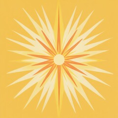 Poster - Vibrant sunburst design featuring radiant rays of orange and white on a warm yellow background. Generative AI