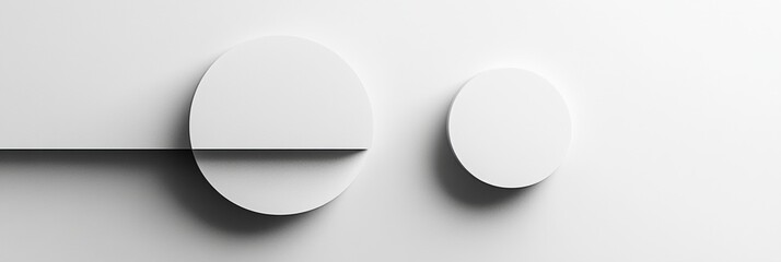 Poster - Abstract design featuring two circles with geometric shapes on a light background highlighting simplicity and elegance. Generative AI