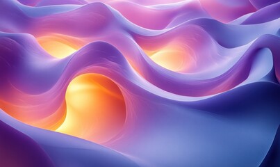 Poster - Abstract 3D Swirling Shapes in Purple and Blue with Soft Lighting and Dynamic Composition
