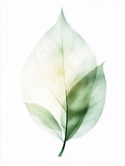 Leinwandbilder - Translucent green leaves layered with delicate patterns and soft hues in natural light. Generative AI