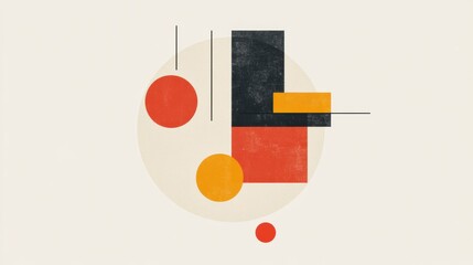 Aufkleber - Abstract geometric composition featuring bold shapes and colors in a minimalistic design. Generative AI
