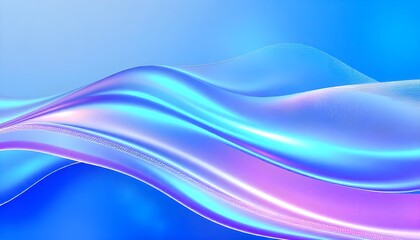 Aufkleber - An abstract composition of cool-toned iridescent waves, resembling a digital data flow